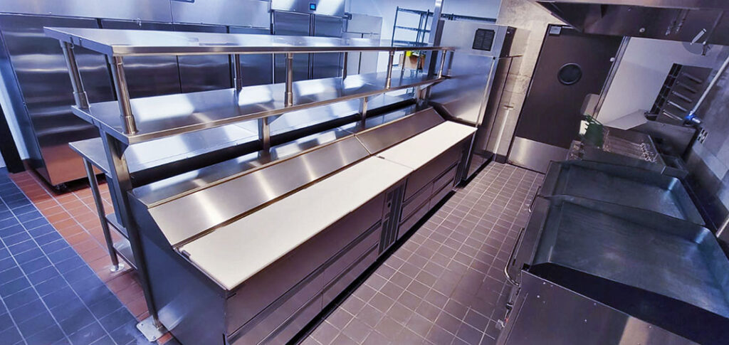 stainless counter and over shelf